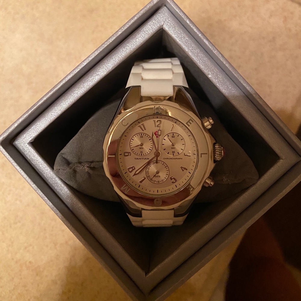 NO BOX Michele Tahitian Jelly Watch White
